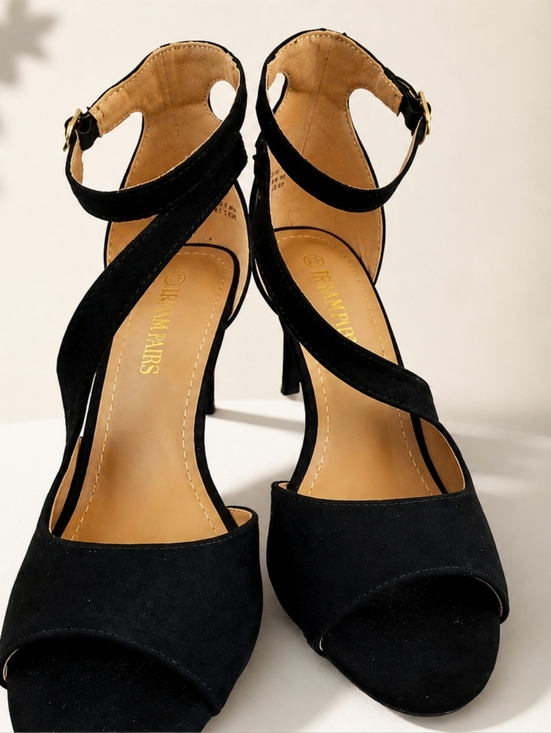 Dream Pairs Shoes - Dream Pairs Black Strappy Heels Size 7.5 | Elegant Ankle Strap Sandals | Classic